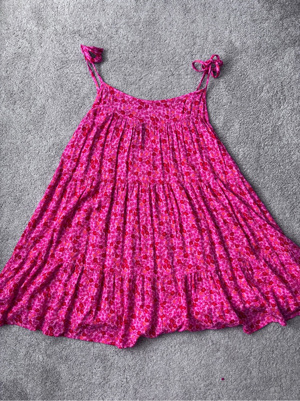 Pink Floral Tie-Shoulder Sundress